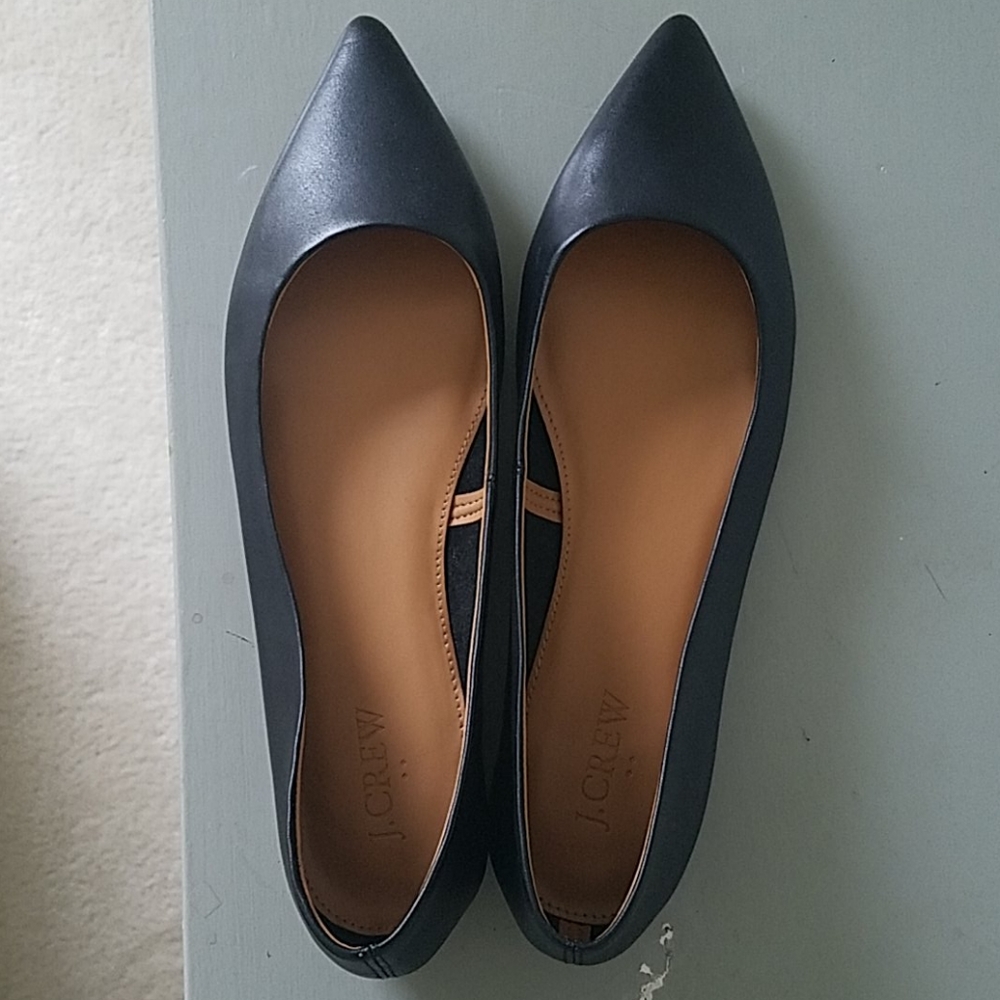 J.Crew Factory Marina Leather Point Toe Flats